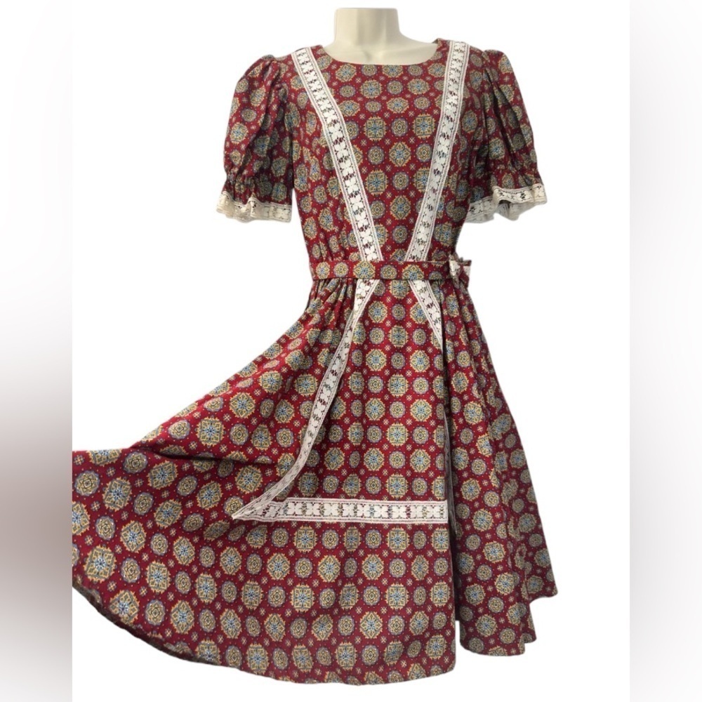 Vintage 1970s Faye Creations Patio Dress Southwest Boho Floral Print Size Small